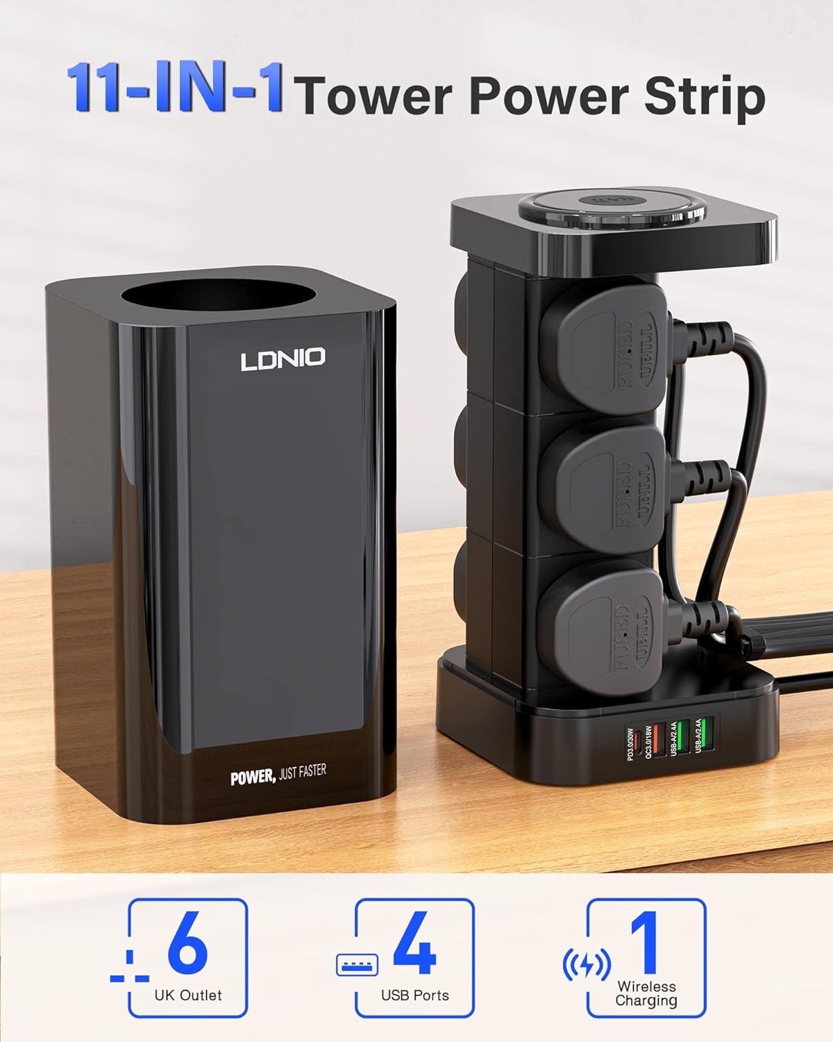 LDNIO Tower Extension Power Socket 1PD 30W+ 2500W LDNIO Tower Extension Power Socket 1PD 30W+ 2500W